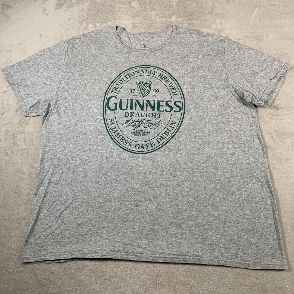 Guinness Shirt Mens 2XL Gray St‎ James Gate Dublin Draught Beer Graphic Tee